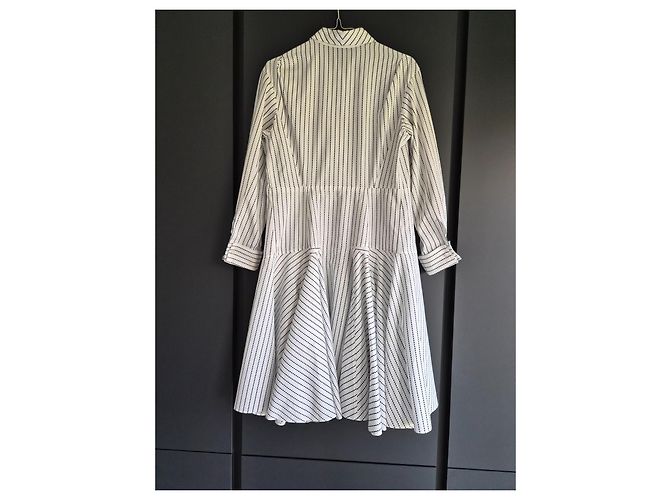 Alaïa Vestido Camisero a Rayas de Algodón Negro Blanco - vista 8