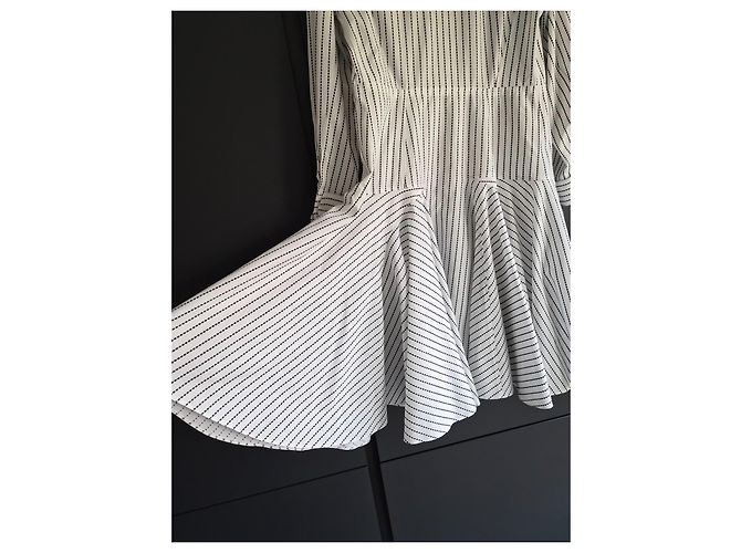 Alaïa Vestido Camisero a Rayas de Algodón Negro Blanco - vista 9