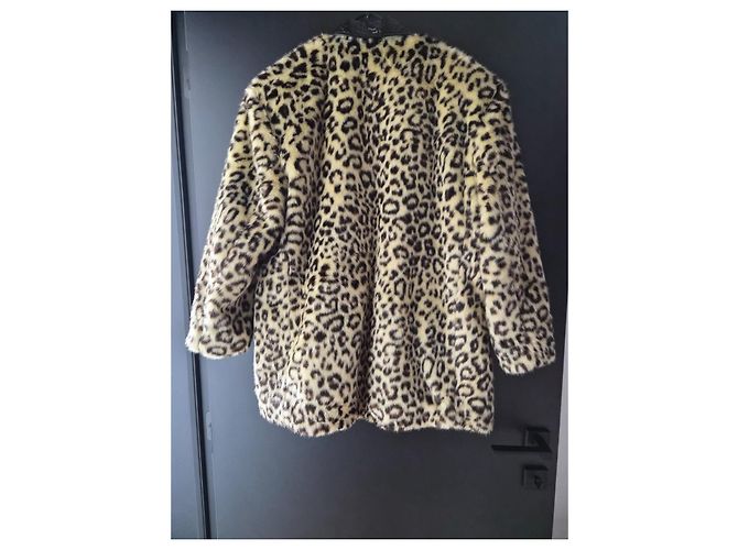Manoush Tigresse Leoparden-Webpelzmantel Schwarz Leopardenprint - Ansicht 11