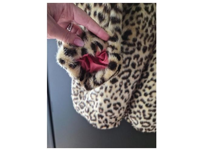 Manoush Tigresse Leoparden-Webpelzmantel Schwarz Leopardenprint - Ansicht 12