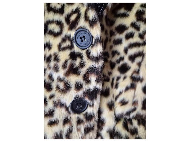 Manoush Tigresse Leoparden-Webpelzmantel Schwarz Leopardenprint - Ansicht 4