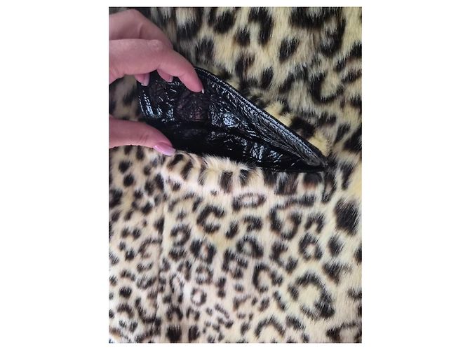 Manoush Tigresse Leoparden-Webpelzmantel Schwarz Leopardenprint - Ansicht 5