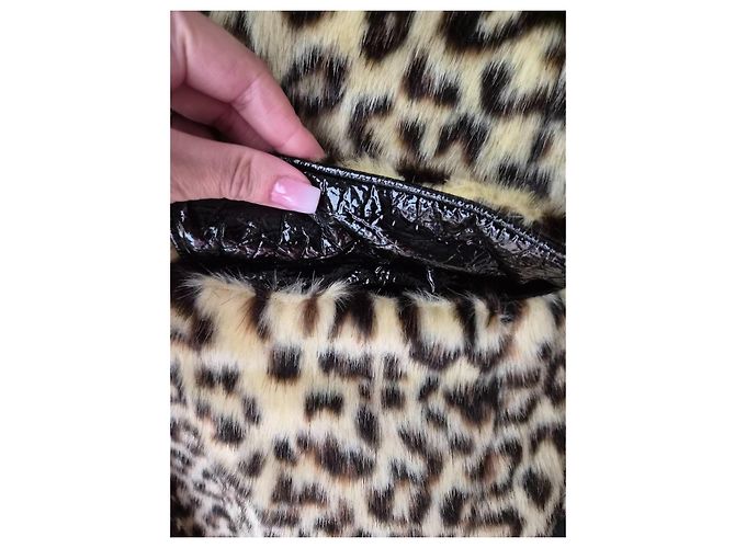 Manoush Tigresse Leoparden-Webpelzmantel Schwarz Leopardenprint - Ansicht 7