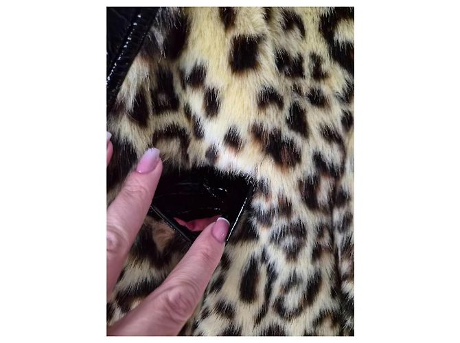 Manoush Tigresse Leoparden-Webpelzmantel Schwarz Leopardenprint - Ansicht 8