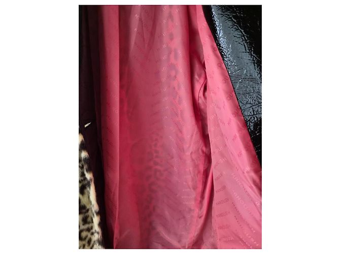 Manoush Tigresse Leoparden-Webpelzmantel Schwarz Leopardenprint - Ansicht 9
