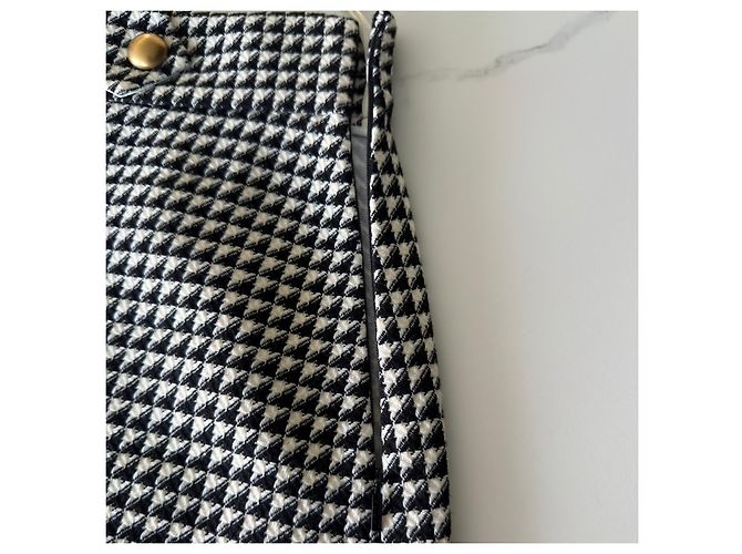 Minifalda Gucci de lana pata de gallo con hebilla Double G Negro Blanco - vista 5