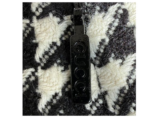 Minifalda Gucci de lana pata de gallo con hebilla Double G Negro Blanco - vista 7