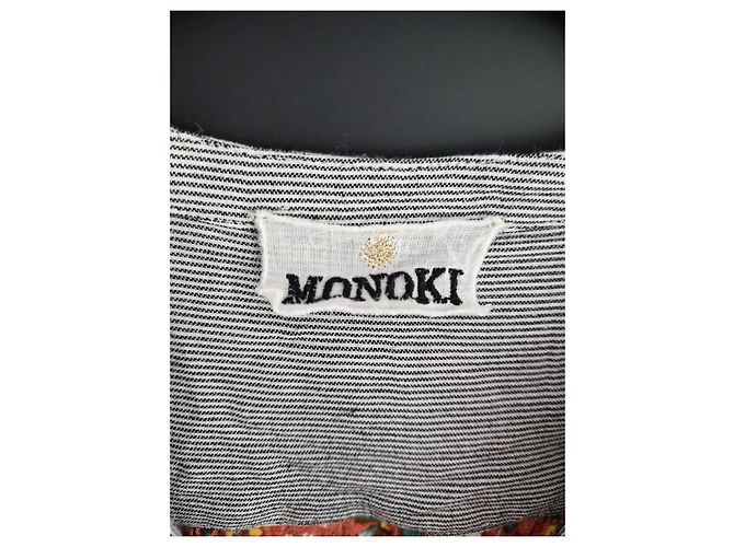 Autre Marque Blusa Monoki Stampa Floreale e Righe Boho Chic Rosa Bianco Rosso Verde Grigio Giallo - vista 8