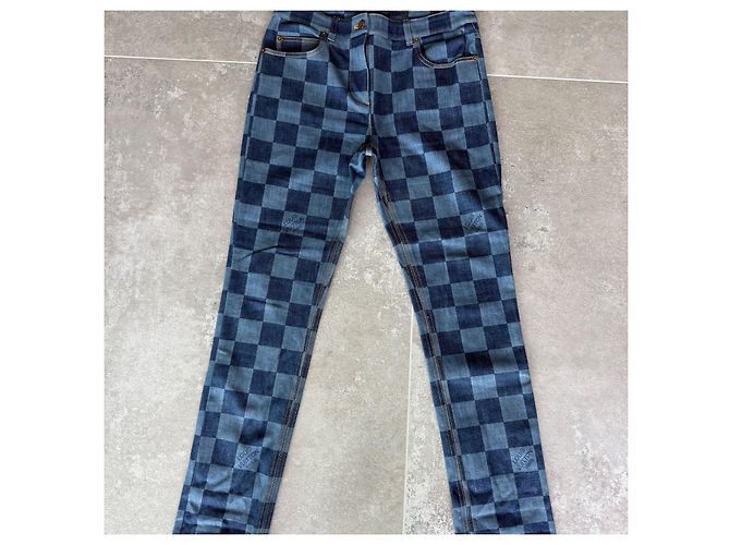 Jeans Dritti Louis Vuitton Damier Blu - vista 3