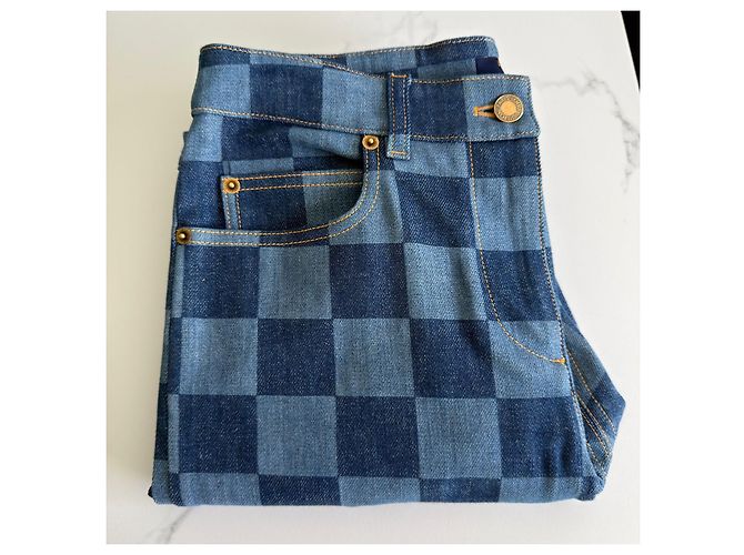 Jeans Dritti Louis Vuitton Damier Blu - vista 4