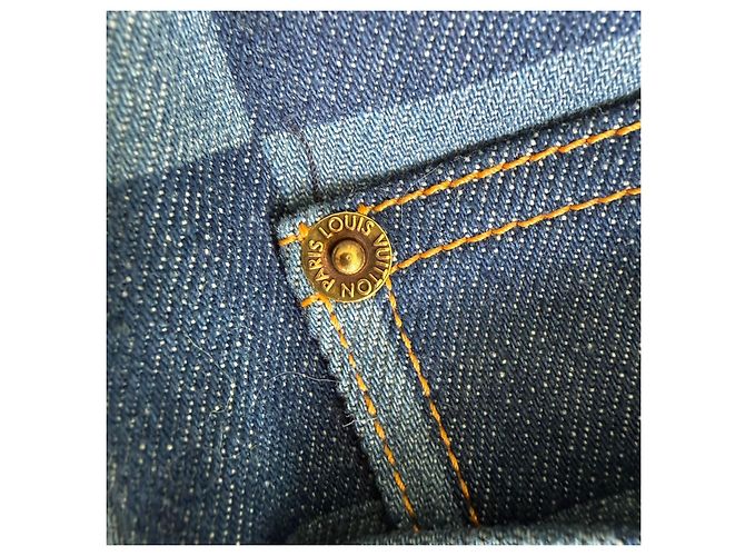 Jeans Dritti Louis Vuitton Damier Blu - vista 6