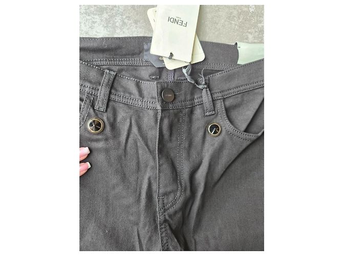 Fendi Roma Gold Edition Hose aus schwarzem Denim - Ansicht 2