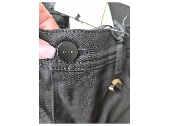 Fendi Roma Gold Edition Hose aus schwarzem Denim - Ansicht 3