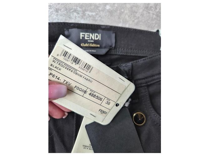 Fendi Roma Gold Edition Hose aus schwarzem Denim - Ansicht 5