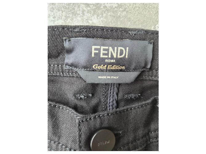 Fendi Roma Gold Edition Hose aus schwarzem Denim - Ansicht 6