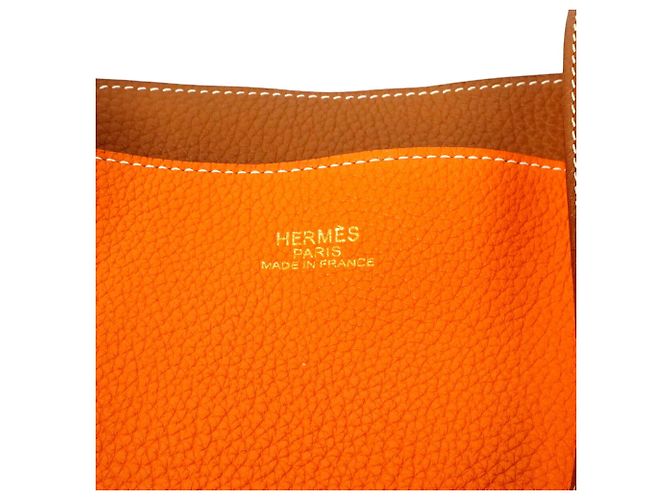 Hermès Borsa Tote Hermes Double Sens 36 in Gold e Orange D'oro Arancione - vista 5