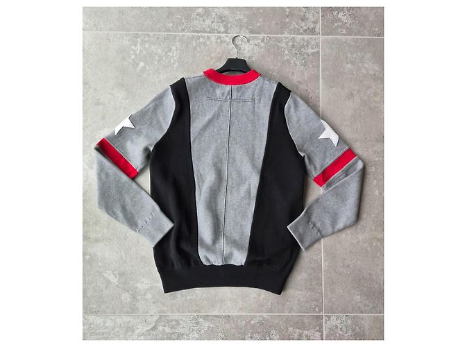 Givenchy Grey and Black Star Panel Sweatshirt Red - view 7