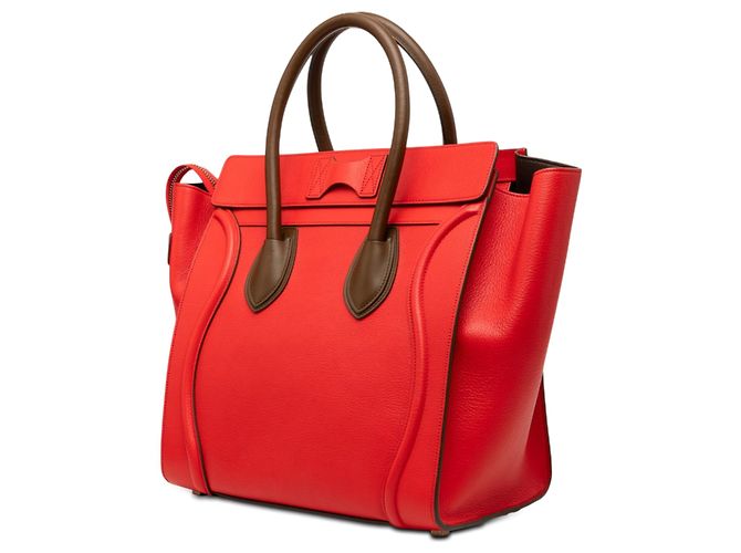 Céline Celine Mini Bicolor Leder Luggage Tote in Rot - Ansicht 2