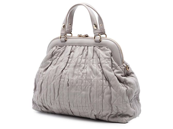 Borsa Dior in agnello grigio Gaufre Cannage Delices Frame Marrone - vista 2