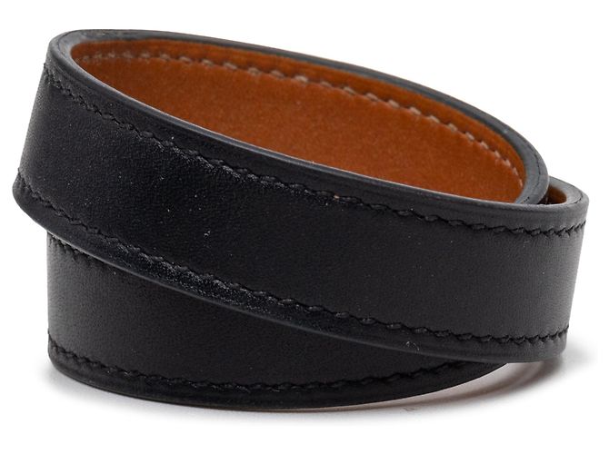 Bracciale Drag Double Tour in pelle nera Hermès T1 Nero - vista 3