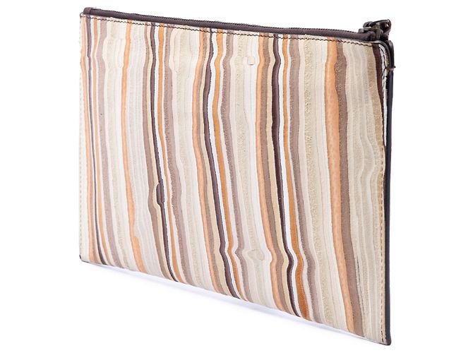 Clutch Papier a righe in scamosciato beige Balenciaga - vista 2