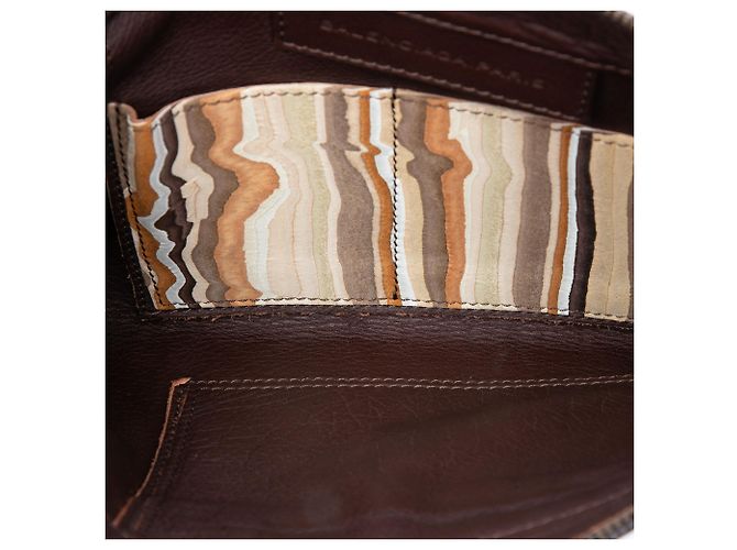 Clutch Papier a righe in scamosciato beige Balenciaga - vista 4
