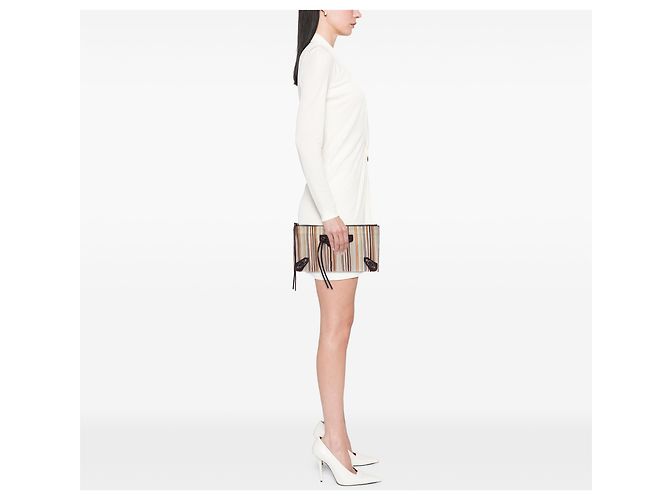 Clutch Papier a righe in scamosciato beige Balenciaga - vista 6