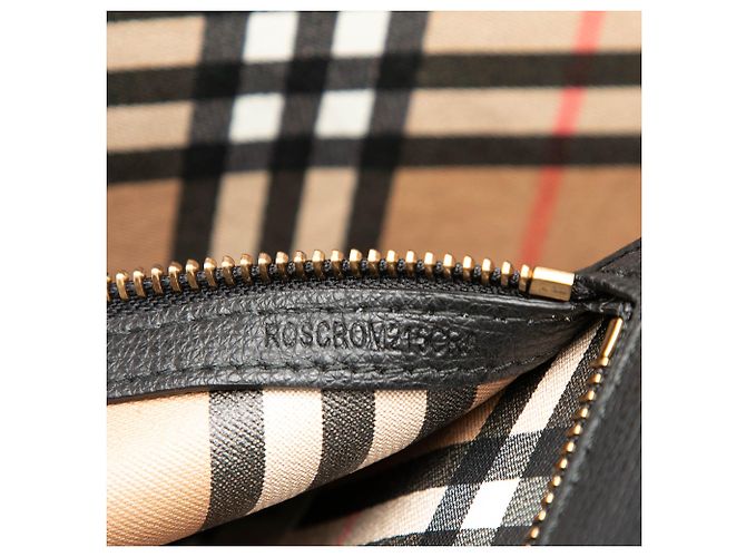 Tote Burberry Black Large Embossed Leather Crest Nero - vista 6