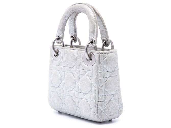 Lady Dior in pelle di vitello micro metallizzata argento Dior - vista 2