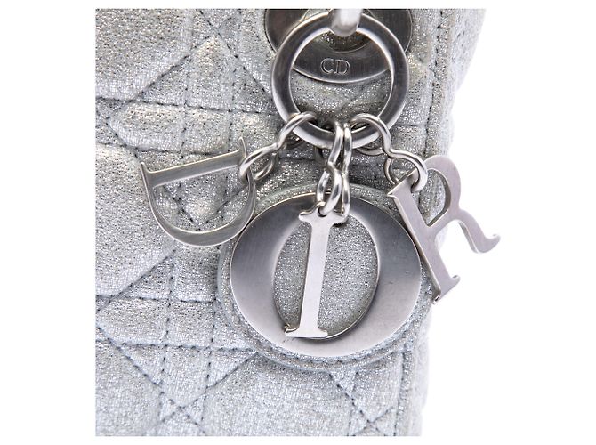Lady Dior in pelle di vitello micro metallizzata argento Dior - vista 5