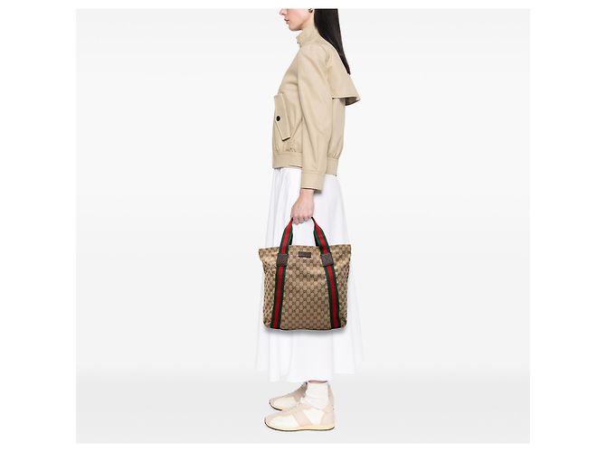 Gucci Beige GG Canvas Web Tote - Ansicht 7