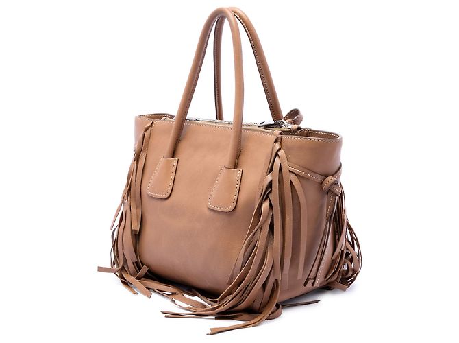 Bolsa Prada Brown Glace Calf Fringed Twin Pocket Marrom Camelo - vista 2