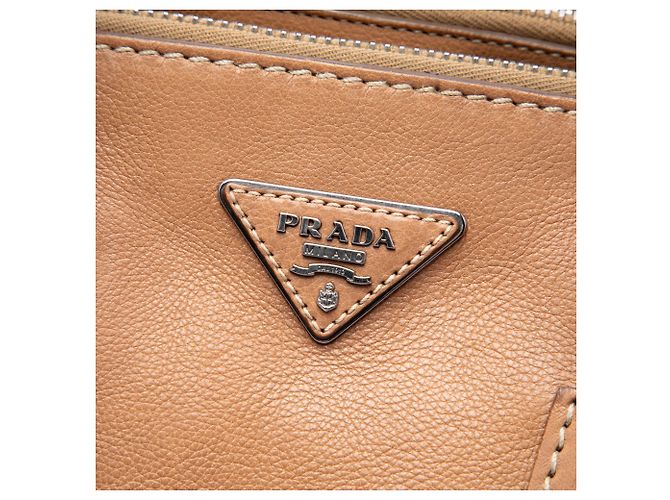 Bolsa Prada Brown Glace Calf Fringed Twin Pocket Marrom Camelo - vista 5