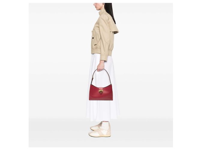 Salvatore Ferragamo Borsa a tracolla Ferragamo in pelle rossa Gancini Trifolio Rosso - vista 7