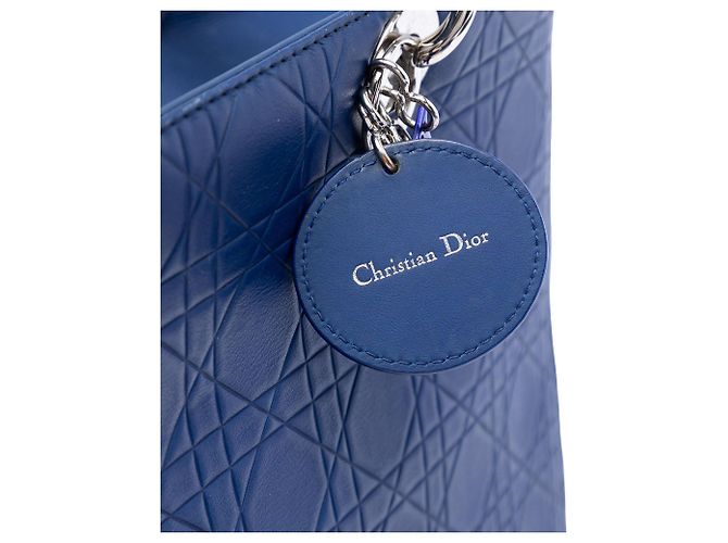 Lady Dior in pelle di vitello ultra opaca blu Large con motivo cannage - vista 5
