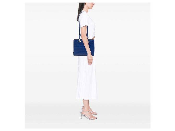 Lady Dior in pelle di vitello ultra opaca blu Large con motivo cannage - vista 6
