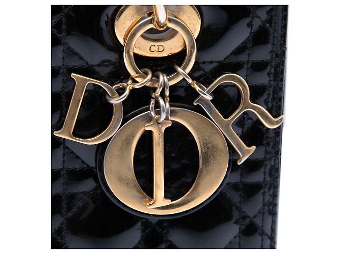 Dior Lady Dior Cannage in vernice nero, misura Medium - vista 5