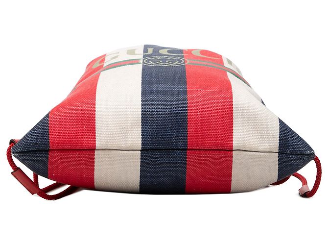 Gucci Red Canvas Sylvie Baiadera Web Drawstring Backpack - view 3