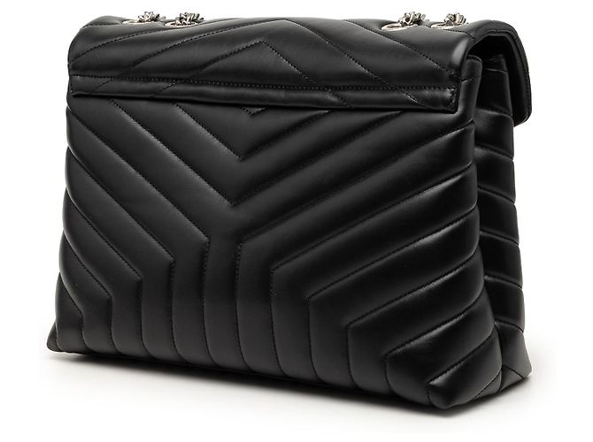 Bolsa de ombro Saint Laurent Black Medium Matelasse Calfskin Monogram LouLou Preto - vista 2