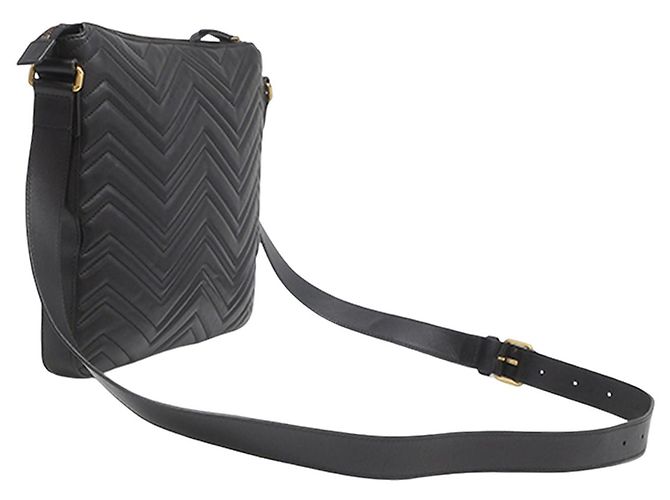 Gucci Black GG Marmont Matelasse Leather Crossbody Nero - vista 2