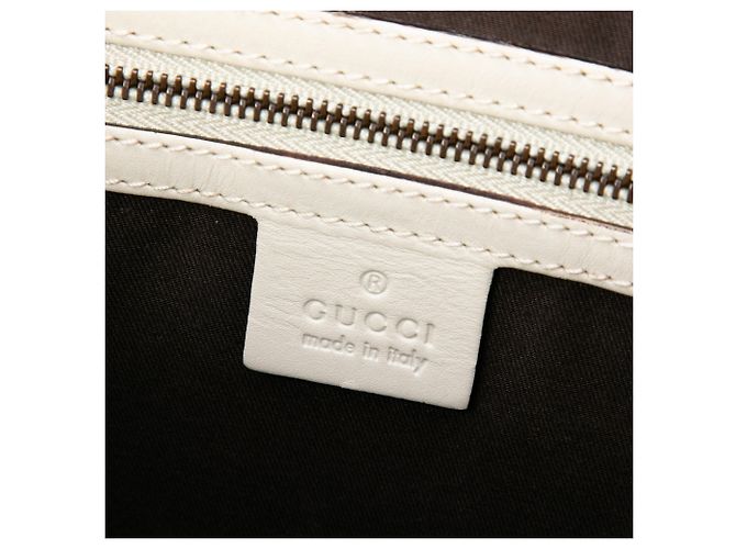 Tote Nailhead em couro de vitelo branco e canvas GG Gucci Cru - vista 5