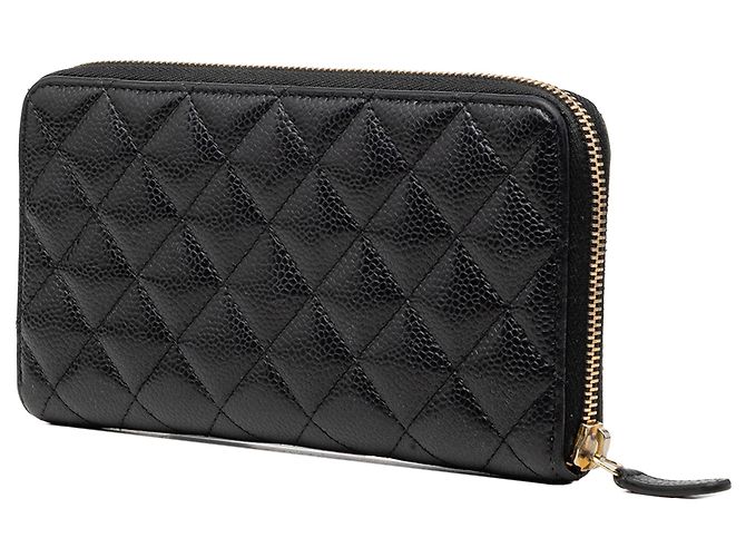 Cartera larga Chanel Black CC acolchada Caviar Zip Around Negro - view 2