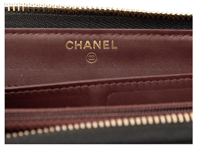 Cartera larga Chanel Black CC acolchada Caviar Zip Around Negro - view 5