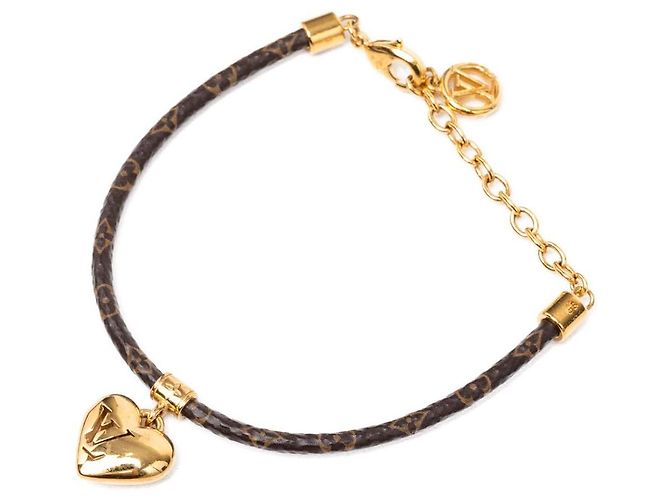 Bracciale Louis Vuitton Blooming Heart con Monogramma Marrone e Placcato Oro - vista 2