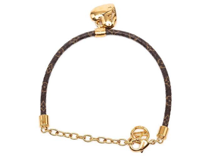Bracciale Louis Vuitton Blooming Heart con Monogramma Marrone e Placcato Oro - vista 3