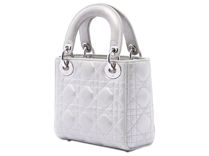 Lady Dior Cannage in agnello iridescente argento mini Dior - vista 2