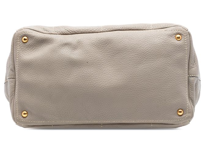 Bolso Prada Gray Vitello Daino Canapa Logo Frame Castaño Gris - vista 3