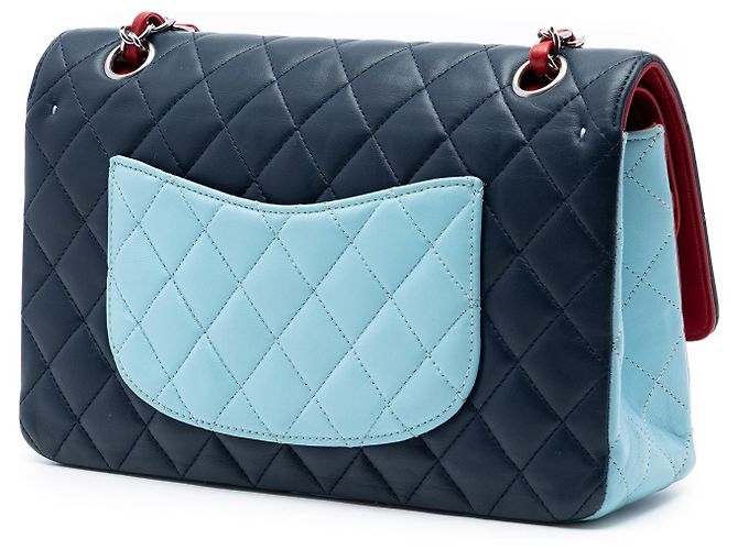 Chanel Blue Medium Classic Tricolor Lambskin Double Flap Azul Azul marino - vista 2