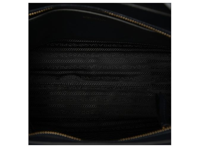 Tote convertibile aperto Prada Black Soft Calf Trimmed Saffiano Lux Nero - vista 5