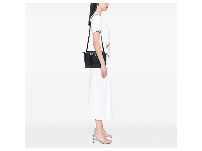 Tote convertibile aperto Prada Black Soft Calf Trimmed Saffiano Lux Nero - vista 7
